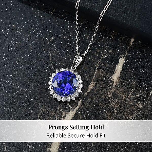 Certified & Appraised Rhapsody AAAA Tanzanite And E-F VS Diamond 3.50 Ctw Pendant Necklace In 950 Platinum 20 Inches