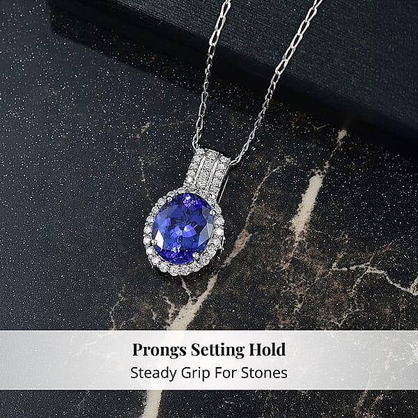 Certified & Appraised Rhapsody AAAA Tanzanite And E-F VS Diamond 3.92 Ctw Pendant Necklace In 950 Platinum 20 Inches