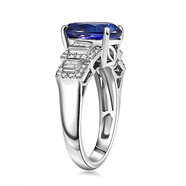 Certified & Appraised Rhapsody AAAA Tanzanite And E-F VS Diamond 4.50 Ctw Ring In 950 Platinum 7.95 Grams