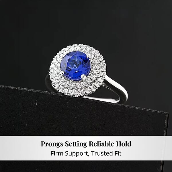 Certified & Appraised Rhapsody AAAA Tanzanite And E-F VS Diamond 1.55 Ctw Ring In 950 Platinum 7.10 Grams
