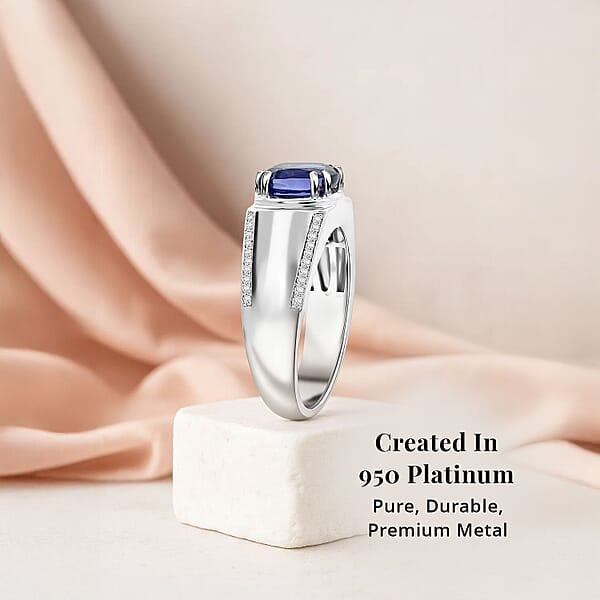 Certified & Appraised Rhapsody AAAA Tanzanite And E-F VS Diamond 3.25 Ctw Ring In 950 Platinum 11.90 Grams