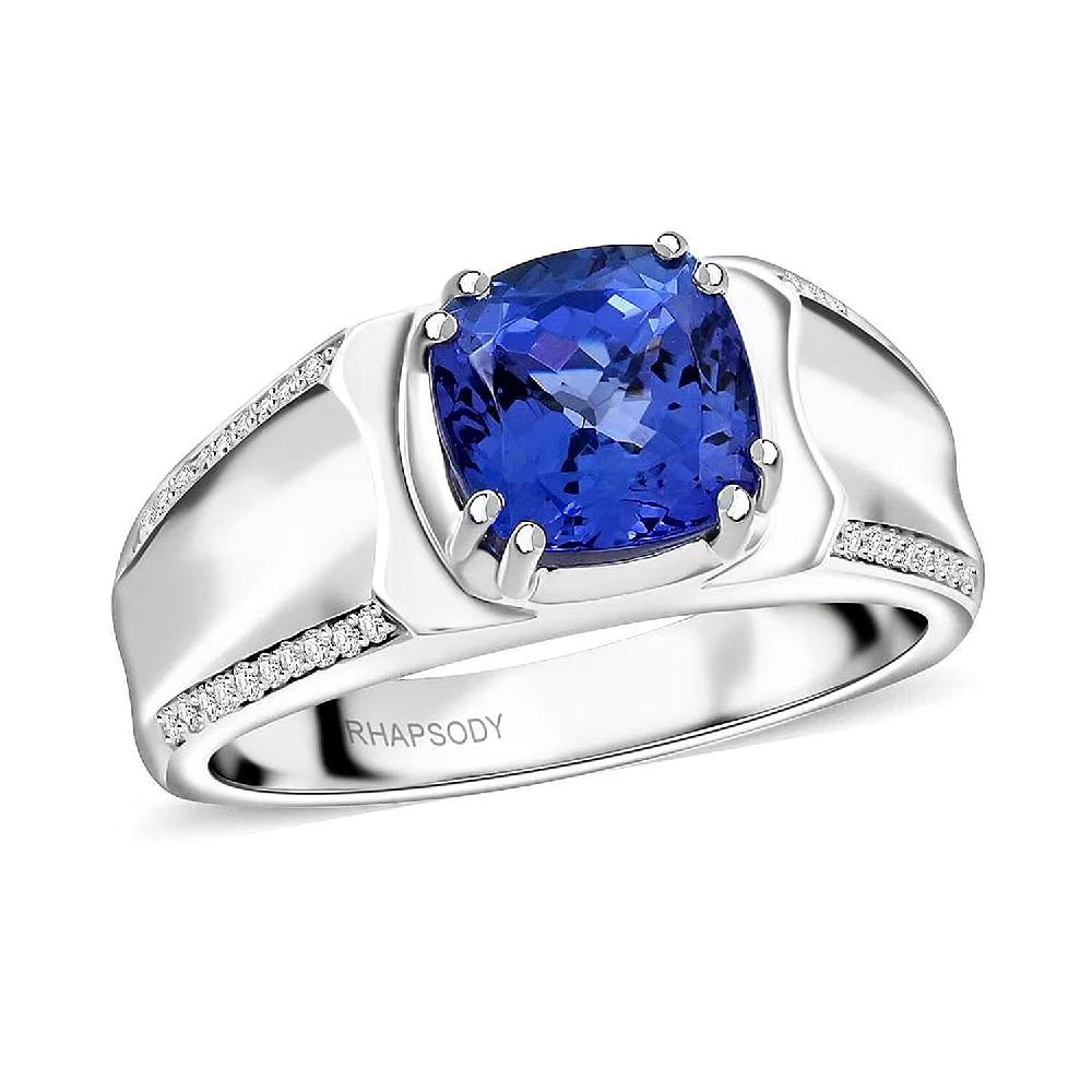 Certified & Appraised Rhapsody AAAA Tanzanite and E-F VS Diamond 3.25 ctw Ring in 950 Platinum 11.90 Grams