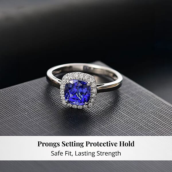 Certified & Appraised Rhapsody AAAA Tanzanite And E-F VS Diamond 3.21 Ctw Halo Ring In 950 Platinum 5.10 Grams