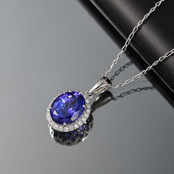 Certified & Appraised Rhapsody AAAA Tanzanite And E-F VS Diamond 3.33 Ctw Pendant Necklace In 950 Platinum 20 Inches (Del. In 10-15 Days)