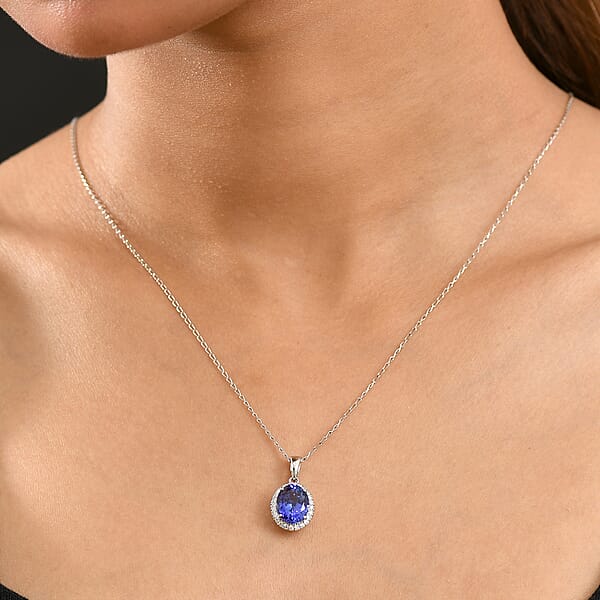 Certified & Appraised Rhapsody AAAA Tanzanite And E-F VS Diamond 3.33 Ctw Pendant Necklace In 950 Platinum 20 Inches (Del. In 10-15 Days)