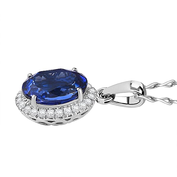 Certified & Appraised Rhapsody AAAA Tanzanite And E-F VS Diamond 3.33 Ctw Pendant Necklace In 950 Platinum 20 Inches (Del. In 10-15 Days)