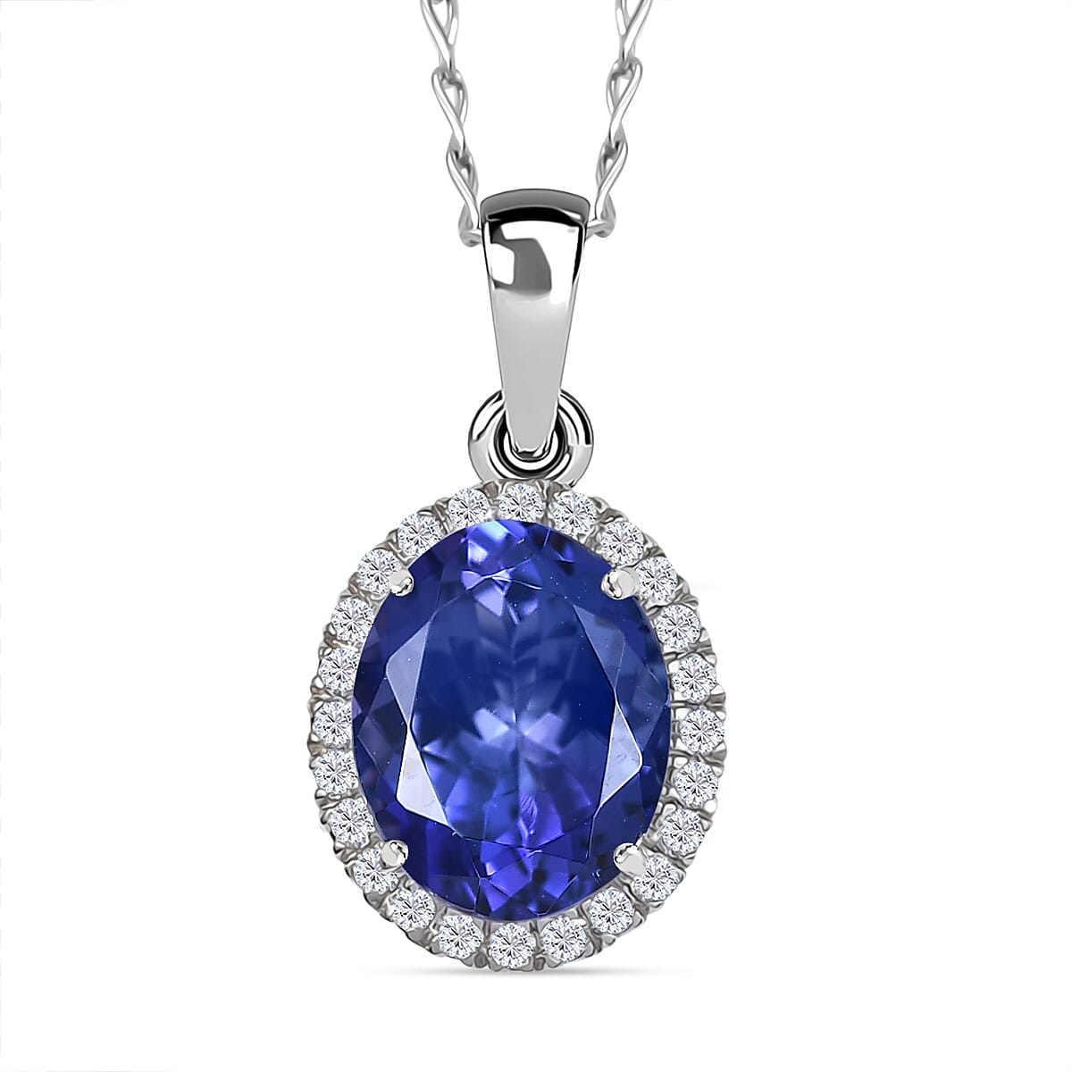 Certified & Appraised Rhapsody AAAA Tanzanite and E-F VS Diamond 3.33 ctw Pendant Necklace in 950 Platinum 20 Inches (Del. in 10-15 Days)