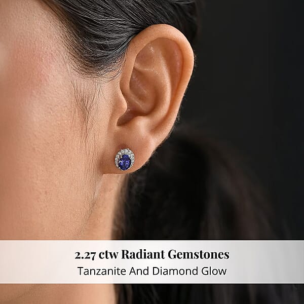 Certified & Appraised Rhapsody AAAA Tanzanite And E-F VS Diamond 2.27 Ctw Stud Earrings In 950 Platinum (Del. In 10-15 Days)