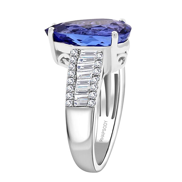 Certified & Appraised Rhapsody AAAA Tanzanite And E-F VS Diamond 5.25 Ctw Ring In 950 Platinum 7.70 Grams