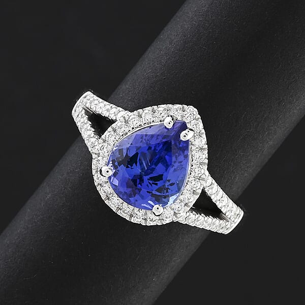 Certified & Appraised Rhapsody AAAA Tanzanite And E-F VS Diamond 3.10 Ctw Ring In 950 Platinum 7.84 Grams