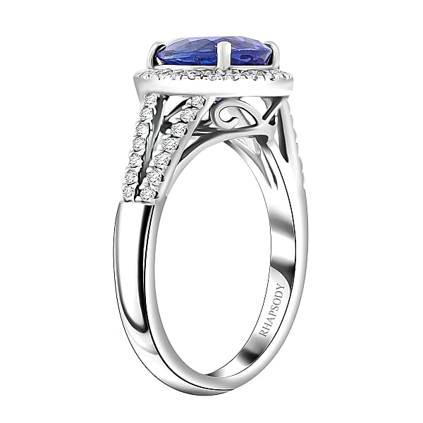 Certified & Appraised Rhapsody AAAA Tanzanite And E-F VS Diamond 3.10 Ctw Ring In 950 Platinum 7.84 Grams