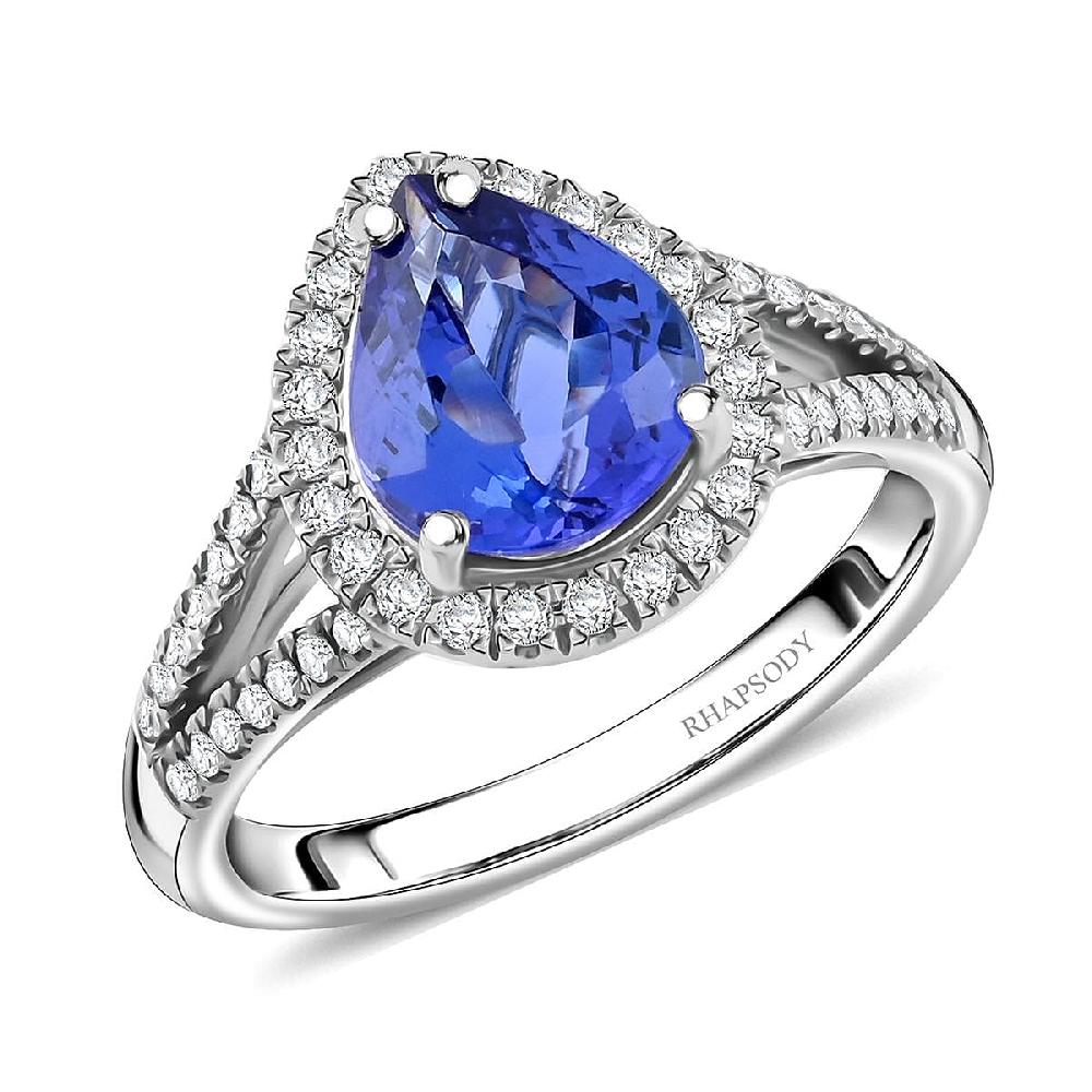 Certified & Appraised Rhapsody AAAA Tanzanite and E-F VS Diamond 3.10 ctw Ring in 950 Platinum 7.84 Grams