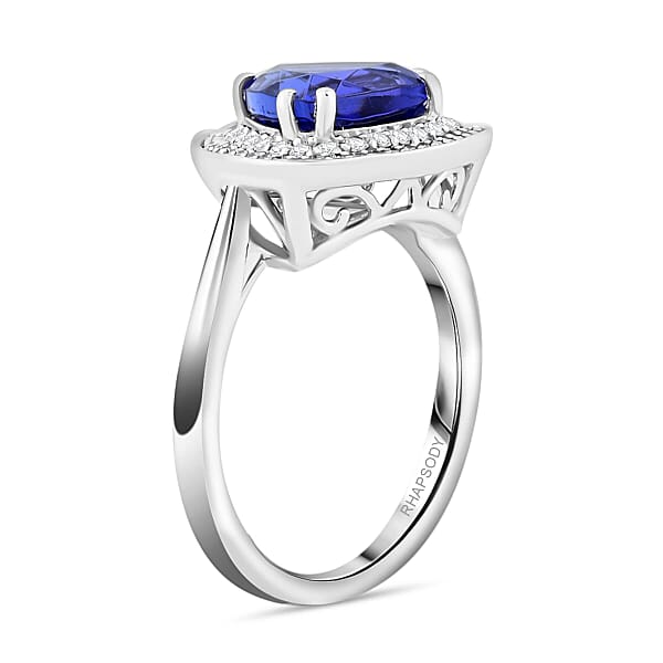 Certified & Appraised Rhapsody AAAA Tanzanite And E-F VS Diamond 3.50 Ctw Ring In 950 Platinum 6.80 Grams