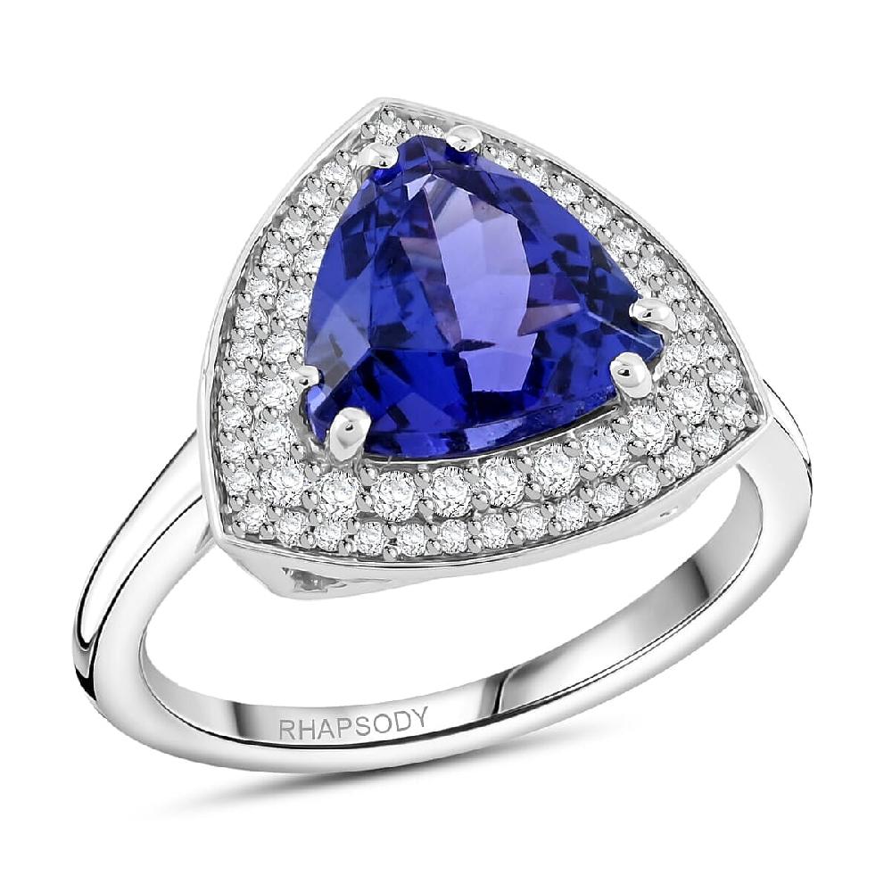 Certified & Appraised Rhapsody AAAA Tanzanite and E-F VS Diamond 3.50 ctw Ring in 950 Platinum 6.80 Grams