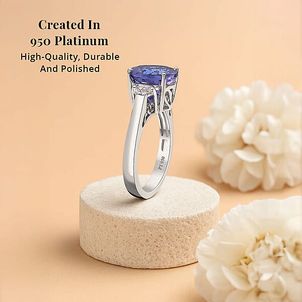Certified & Appraised Rhapsody AAAA Tanzanite And E-F VS2 Diamond 4.27 Ctw Ring In 950 Platinum 5.90 Grams