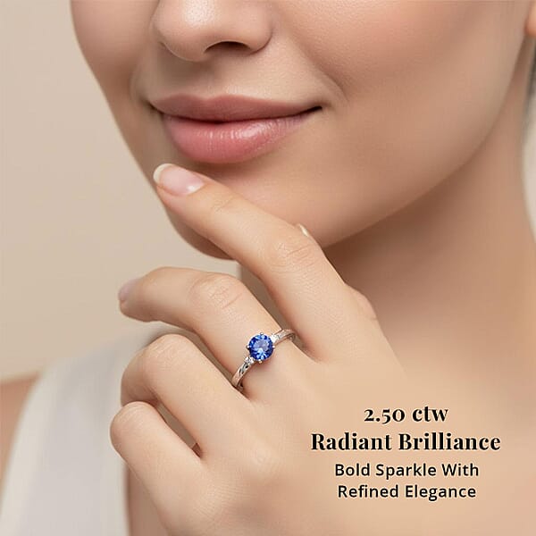 Certified & Appraised Rhapsody AAAA Tanzanite And E-F VS Diamond 2.50 Ctw Ring In 950 Platinum 7.30 Grams