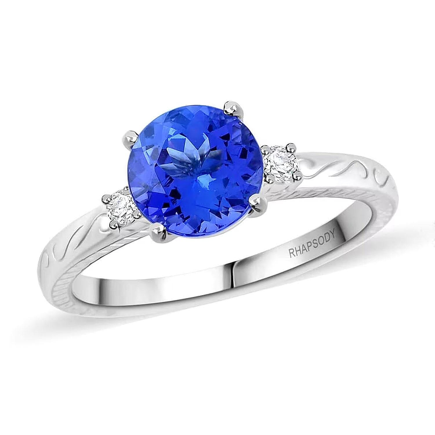 Certified & Appraised Rhapsody AAAA Tanzanite and E-F VS Diamond 2.50 ctw Ring in 950 Platinum 7.30 Grams