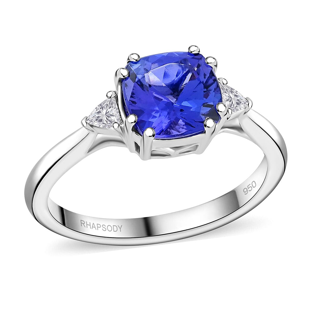 Certified & Appraised Rhapsody AAAA Tanzanite and E-F VS Diamond 2.60 ctw Ring in 950 Platinum 5.60 Grams