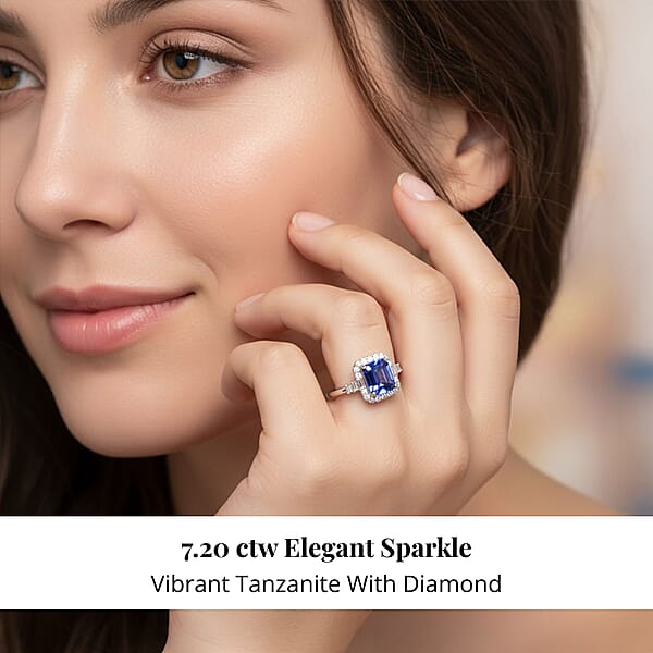 Certified & Appraised Rhapsody AAAA Tanzanite And E-F VS Diamond 4.00 Ctw Ring In 950 Platinum 7.20 Grams