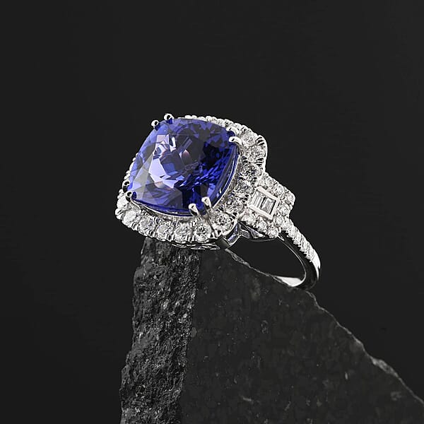 Certified & Appraised Rhapsody AAAA Tanzanite And E-F VS Diamond 7.75 Ctw Ring In 950 Platinum 9.24 Grams