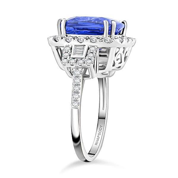 Certified & Appraised Rhapsody AAAA Tanzanite And E-F VS Diamond 7.75 Ctw Ring In 950 Platinum 9.24 Grams