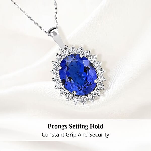 Certified & Appraised Rhapsody AAAA Tanzanite And E-F VS Diamond 4.25 Ctw Sunburst Pendant Without Chain In 950 Platinum