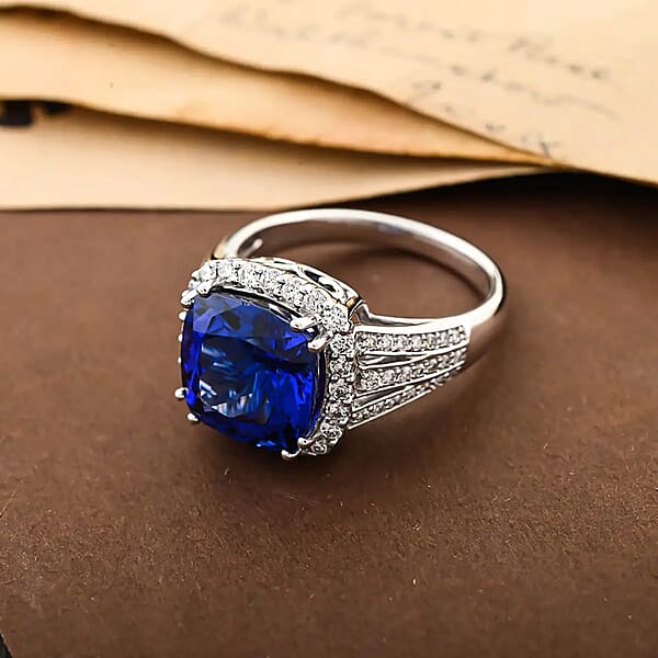 Certified & Appraised Rhapsody AAAA Tanzanite And E-F VS Diamond 5.65 Ctw Ring In 950 Platinum 8.75 Grams