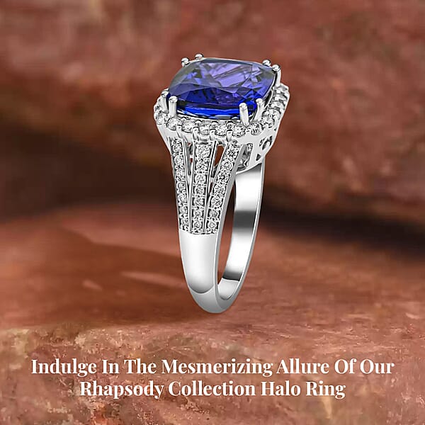 Certified & Appraised Rhapsody AAAA Tanzanite And E-F VS Diamond 5.65 Ctw Ring In 950 Platinum 8.75 Grams