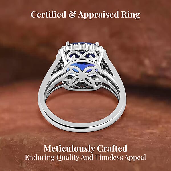 Certified & Appraised Rhapsody AAAA Tanzanite And E-F VS Diamond 5.65 Ctw Ring In 950 Platinum 8.75 Grams