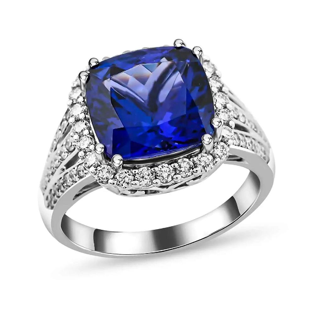 Certified & Appraised Rhapsody AAAA Tanzanite and E-F VS Diamond 5.65 ctw Ring in 950 Platinum 8.75 Grams