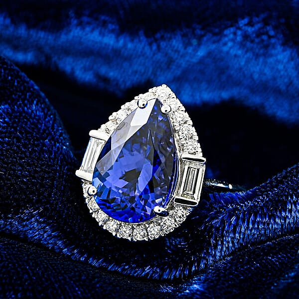 Certified & Appraised Rhapsody AAAA Tanzanite And E-F VS Diamond 4.80 Ctw Ring In 950 Platinum 8.35 Grams