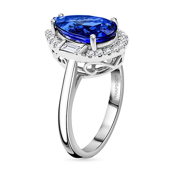 Certified & Appraised Rhapsody AAAA Tanzanite And E-F VS Diamond 4.80 Ctw Ring In 950 Platinum 8.35 Grams