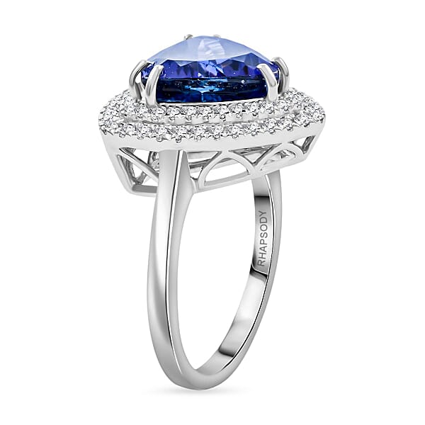 Certified & Appraised Rhapsody AAAA Tanzanite And E-F VS Diamond 4.00 Ctw Ring In 950 Platinum 7.30 Grams