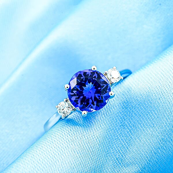 Certified & Appraised Rhapsody AAAA Tanzanite And E-F VS Diamond 2.00 Ctw Ring In 950 Platinum 4.54 Grams