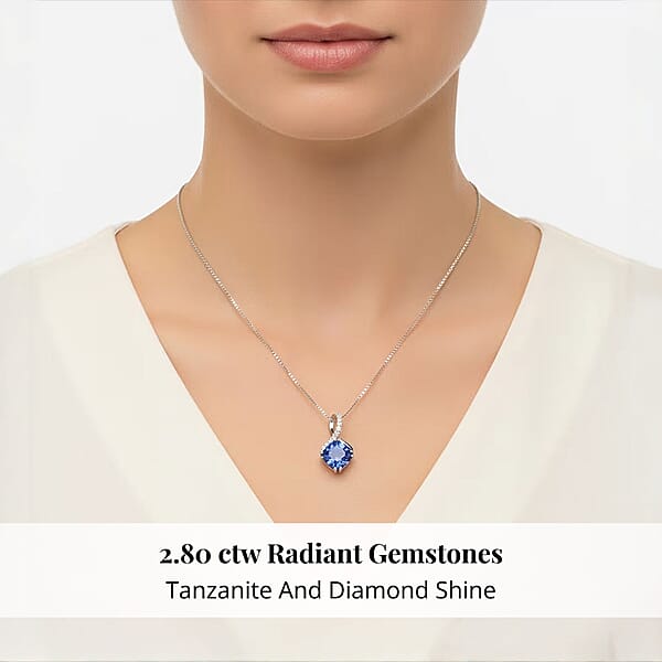 Certified & Appraised Rhapsody AAAA Tanzanite And E-F VS Diamond 2.80 Ctw Pendant Necklace 18 Inches 4.51 Grams
