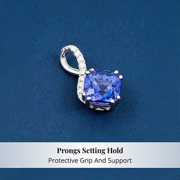 Certified & Appraised Rhapsody AAAA Tanzanite And E-F VS Diamond 2.80 Ctw Pendant Necklace 18 Inches 4.51 Grams