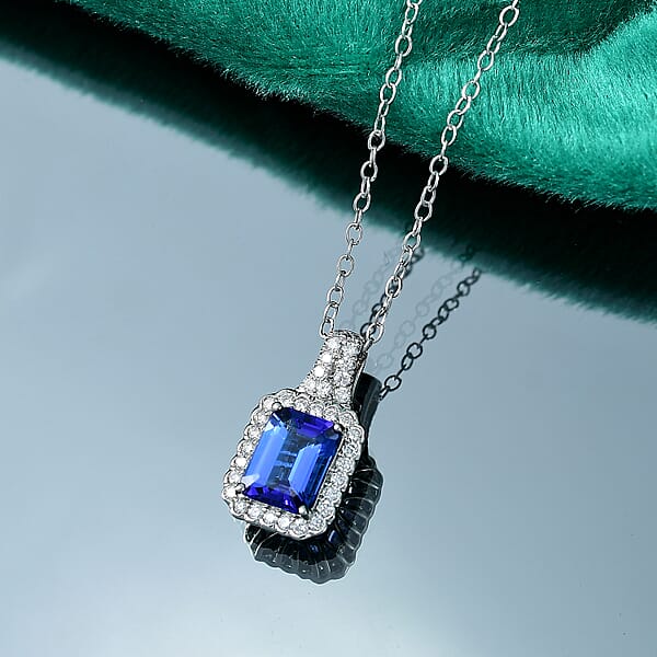 Certified & Appraised Rhapsody AAAA Tanzanite And E-F VS Diamond 2.93 Ctw Pendant Necklace In 950 Platinum 20 Inches