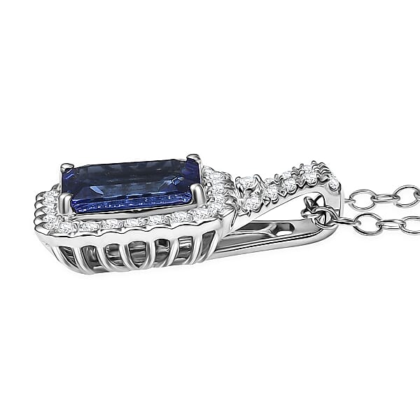 Certified & Appraised Rhapsody AAAA Tanzanite And E-F VS Diamond 2.93 Ctw Pendant Necklace In 950 Platinum 20 Inches