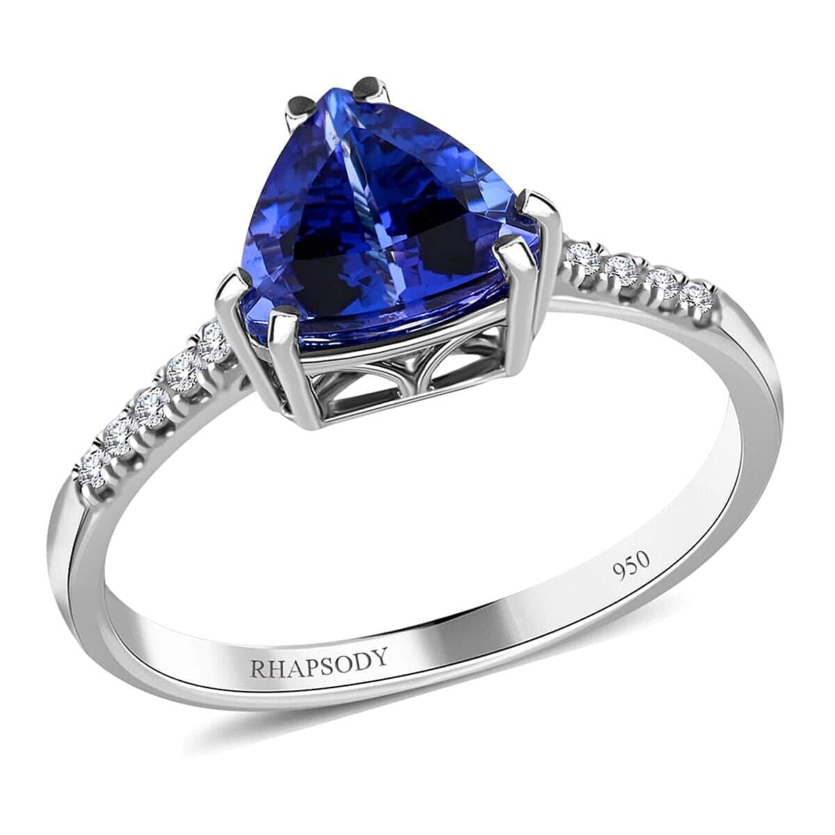 Certified & Appraised Rhapsody AAAA Tanzanite and E-F VS Diamond 2.10 ctw Solitaire Ring in 950 Platinum 4.50 Grams