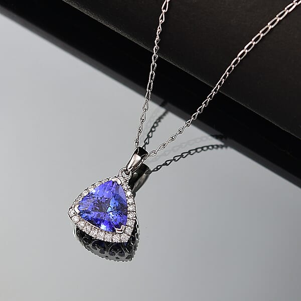 Certified & Appraised Rhapsody AAAA Tanzanite And E-F VS Diamond 3.18 Ctw Pendant Necklace In 950 Platinum 20 Inches (Del. In 10-15 Days)