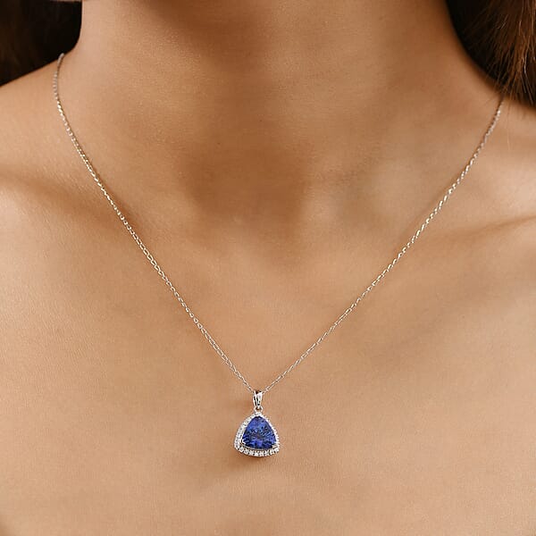 Certified & Appraised Rhapsody AAAA Tanzanite And E-F VS Diamond 3.18 Ctw Pendant Necklace In 950 Platinum 20 Inches (Del. In 10-15 Days)