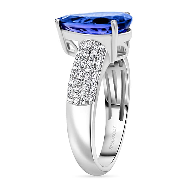 Certified & Appraised Rhapsody AAAA Tanzanite And E-F VS Diamond 4.80 Ctw Ring In 950 Platinum 8.45 Grams