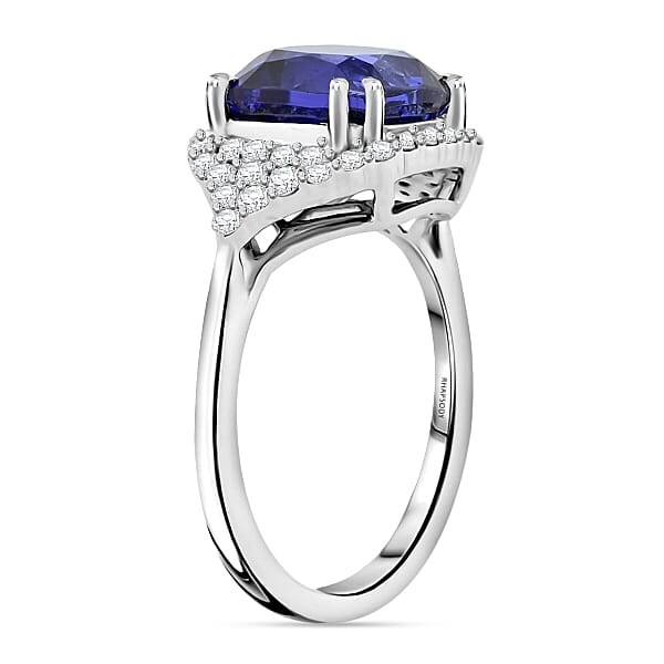 Certified & Appraised Rhapsody AAAA Tanzanite And E-F VS Diamond 6.00 Ctw Ring In 950 Platinum 8.15 Grams
