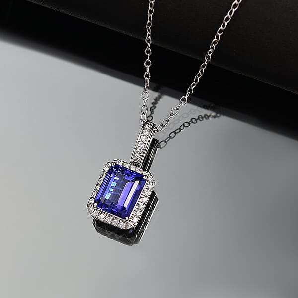 Certified & Appraised Rhapsody AAAA Tanzanite And E-F VS Diamond 4.33 Ctw Pendant Necklace In 950 Platinum 20 Inches (Del. In 10-15 Days)