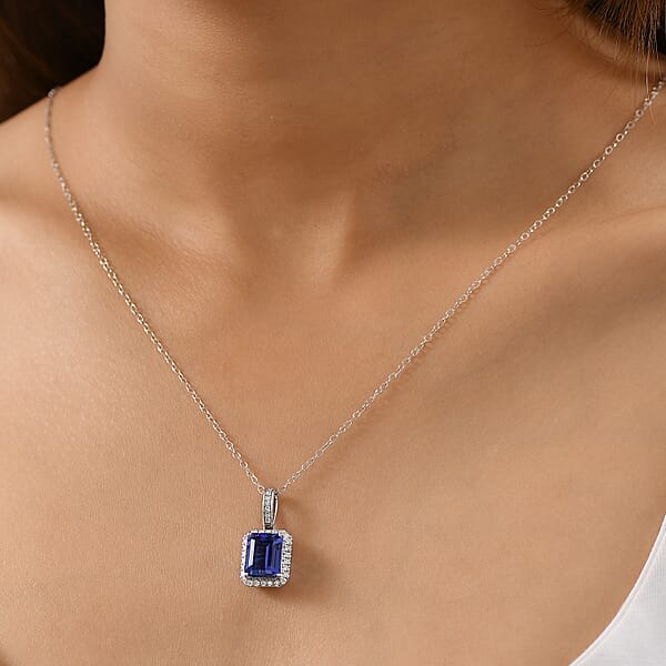 Certified & Appraised Rhapsody AAAA Tanzanite And E-F VS Diamond 4.33 Ctw Pendant Necklace In 950 Platinum 20 Inches (Del. In 10-15 Days)