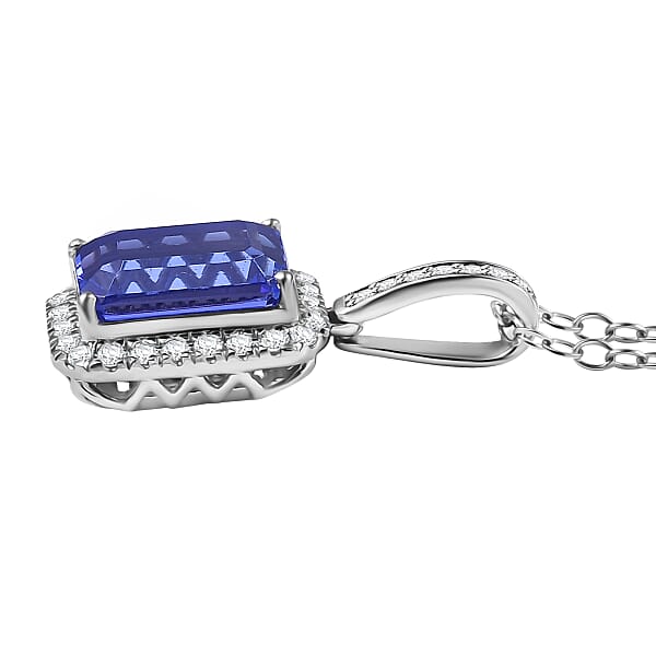 Certified & Appraised Rhapsody AAAA Tanzanite And E-F VS Diamond 4.33 Ctw Pendant Necklace In 950 Platinum 20 Inches (Del. In 10-15 Days)
