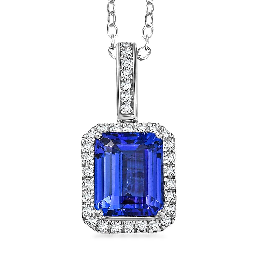 Certified & Appraised Rhapsody AAAA Tanzanite and E-F VS Diamond 4.33 ctw Pendant Necklace in 950 Platinum 20 Inches (Del. in 10-15 Days)