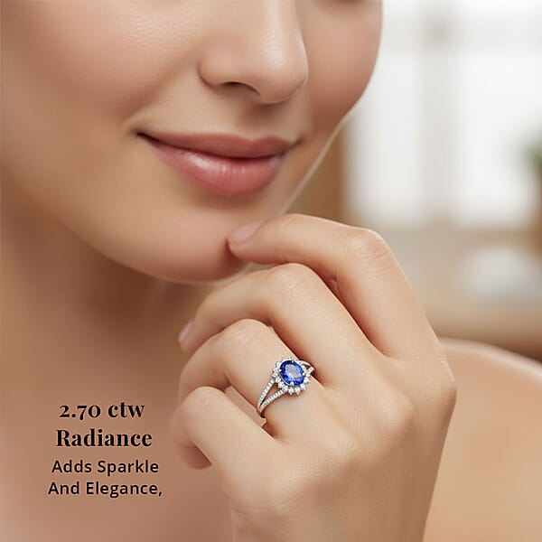 Certified & Appraised Rhapsody AAAA Tanzanite And E-F VS Diamond 2.70 Ctw Ring In 950 Platinum 6.60 Grams