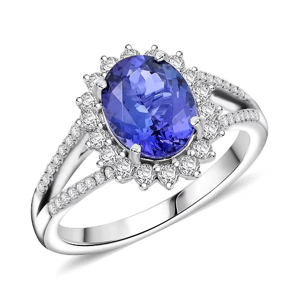 Certified & Appraised Rhapsody AAAA Tanzanite and E-F VS Diamond 2.70 ctw Ring in 950 Platinum 6.60 Grams