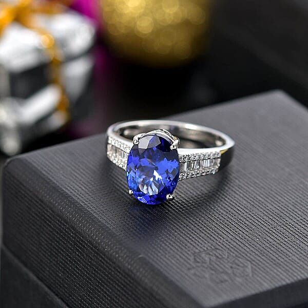 Certified & Appraised Rhapsody AAAA Tanzanite And E-F VS2 Diamond 4.35 Ctw Statement Ring In 950 Platinum 6.10 Grams